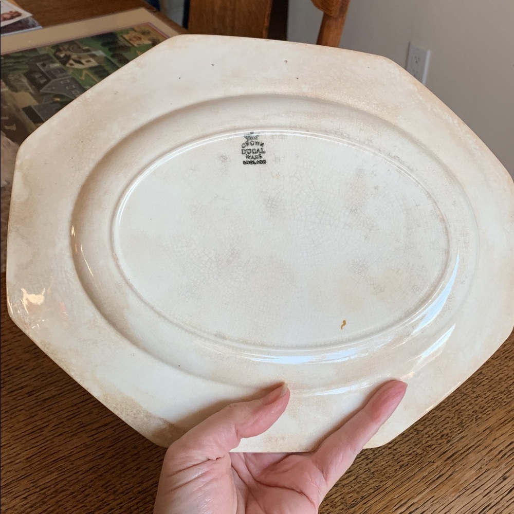 Rare Vintage Royal Ducal gorgeous primrose and roses oblong octagon serving tray - Picture 7 of 8